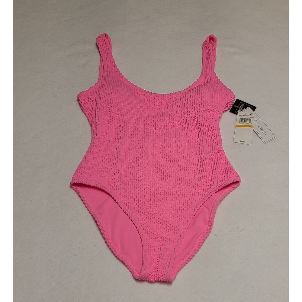 Salt + Cove Juniors Pink Popcorn Textured One Piece Swimsuit‎